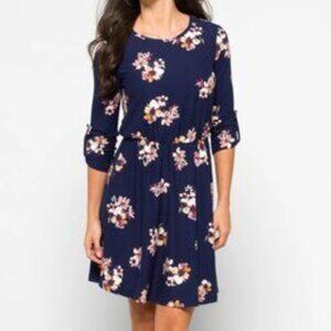 NWT French Grey blue floral print dress sz large
